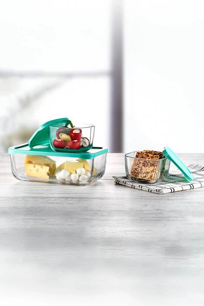 Hanedanev 96881 Snowbox Storage Container Green Lid Set of 3 53223 - 53743