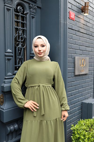 modessia ΓΥΝΑΙΚΕΙΟ Χακί Αερόμπικ Φόρεμα Hijab με ζαρτιέρες Kt450