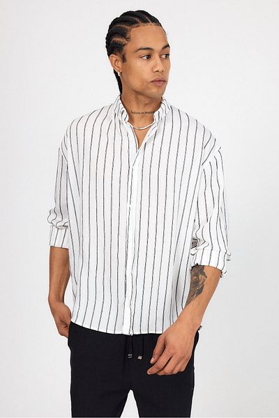 İLKCET MODA Ανδρικό πουκάμισο Oversize από υφαντό ύφασμα