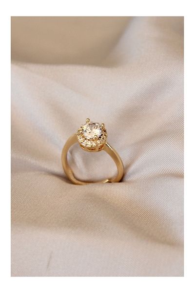 yucasu Gold Color Solitaire Design Adjustable Metal Ring