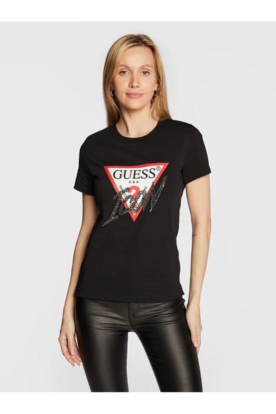 Guess Tricou damă SS CN ICON TEE, negru
