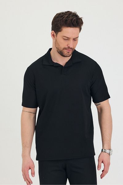 Tarz Cool Tricou pentru bărbați cu gât polo, 100% bumbac, tricot jacquard piqué