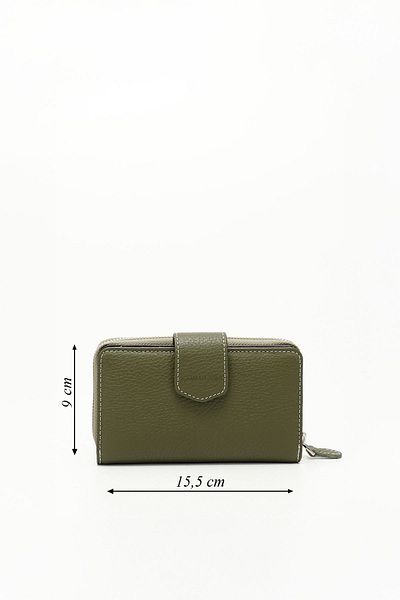 GÖNDERİ(R) GREEN BROWN Genuine Leather Women's Wallet 06246