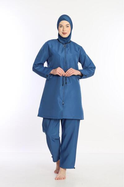 EM&FA TEKSTİL Bağcık Detaylı Tesettür Mayo Fermuarlı