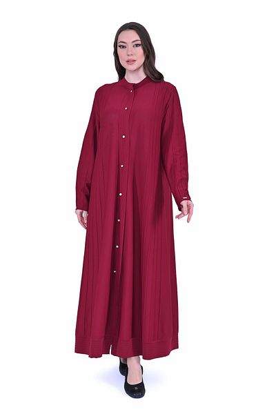 Invee İnvee 6988 Ribbed Claret Red Knitwear Cardigan