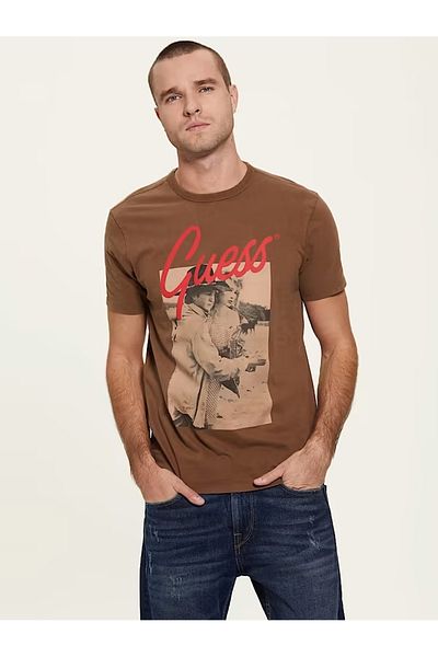 Guess SS BSC ICONIC PHOTO men's t-shirt brown