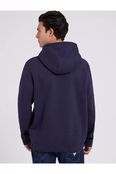 Guess GUESS ERMES HOODIE FLEECE men's sweatshirt navy blue