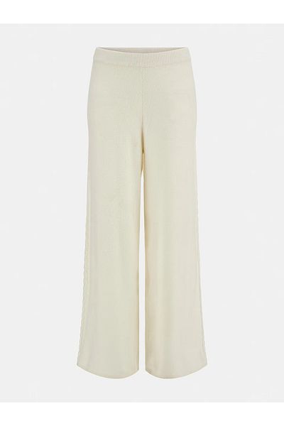 Guess ES TERESA CABLE WIDE women's trousers white