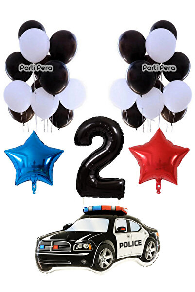 parti pera Polis Arabası Folyo Balon Seti Doğum Günü Balon Seti Rakam Folyo B...