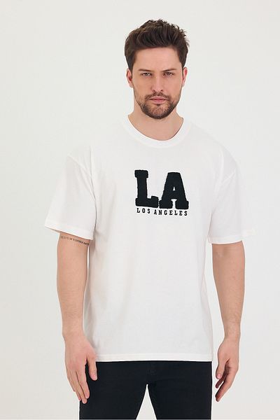 Tarz Cool Μπλουζάκι με λαιμόκοψη LA με στάμπα Oversize Casual Unisex T-shirt