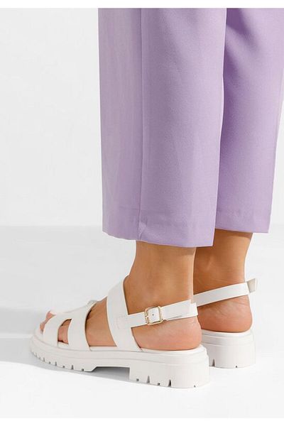 B T Shoes Auvia white chunky-soled sandals