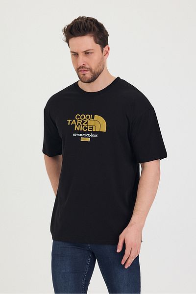 Tarz Cool Tricou unisex casual cu imprimeu supradimensionat cu decolteu