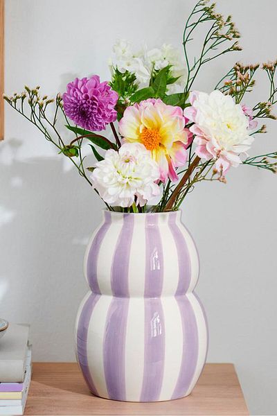 Tchibo Small Ceramic Flower Vase, Lavender/White