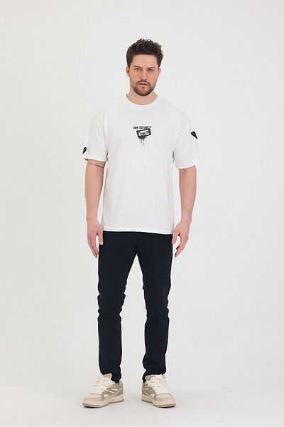 Tarz Cool Μπλουζάκι με λαιμόκοψη Oversize μπροστά και πίσω με στάμπα casual unisex