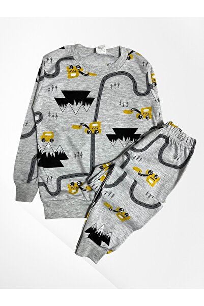 Pijamakids Σετ χειμερινών πιτζάμες για αγόρια από βαμβακερό γκρι μακρυμάνικο ...