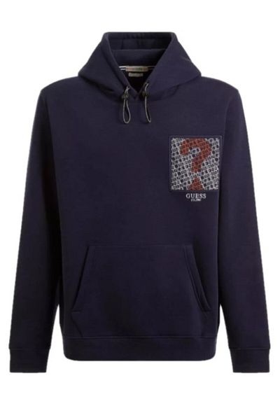 Guess GUESS ERMES HOODIE FLEECE men's sweatshirt navy blue