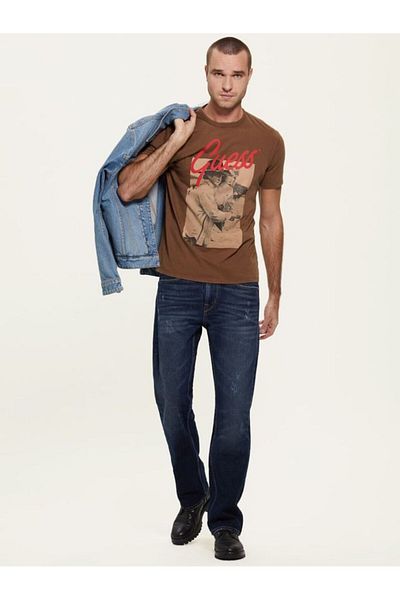 Guess SS BSC ICONIC PHOTO men's t-shirt brown