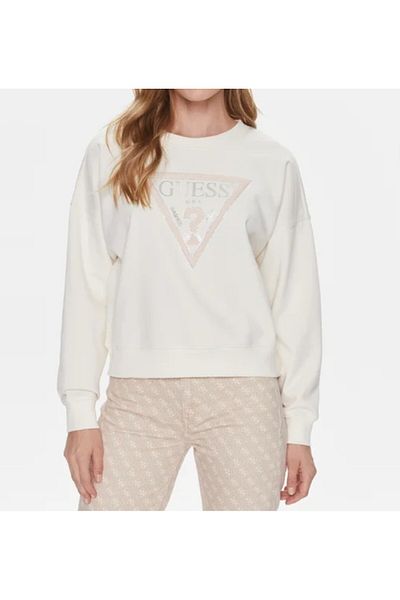 Guess Hanorac de dama CN PONY HAIR SWEATSH alb