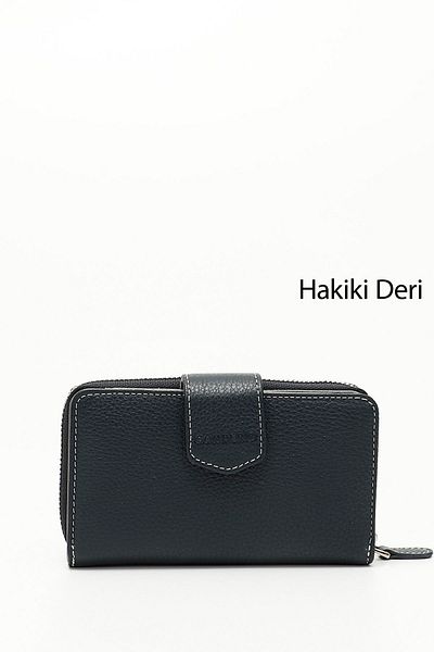 GÖNDERİ(R) NAVY BLUE ANTHRACITE Genuine Leather Women's Wallet 06246