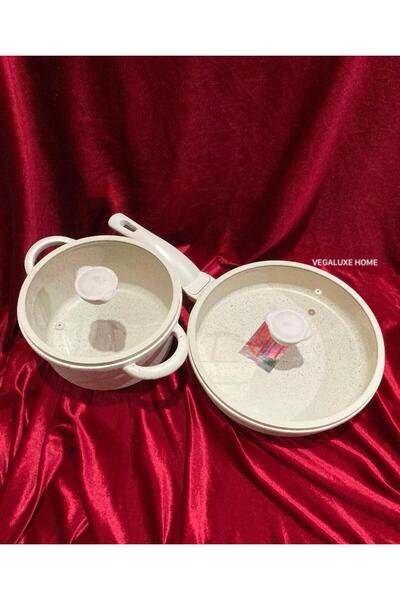 FMS Manolya 7 Parça Döküm Granit Set Bej