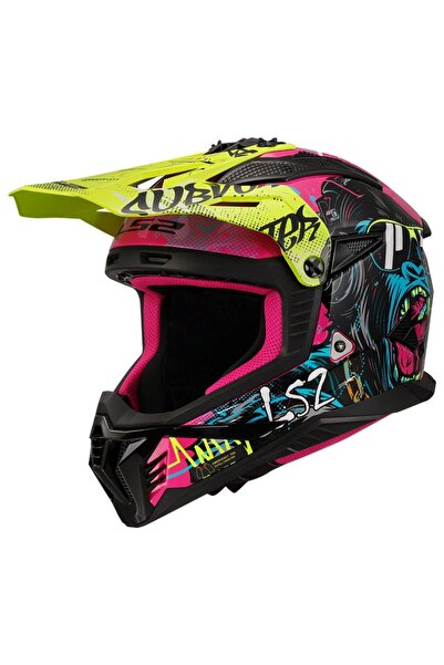 LS2 FAST 2 GORILLA CROSS KASK MOR NEON SARI