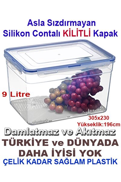 abnturk 9 Litre Tam Korumalı Sızdırmaz Derin Saklama Kabı Hava geçirmez Sağla...