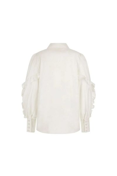 Guess Cămașă de damă LS SOPHIA RUFFLE SLV albă