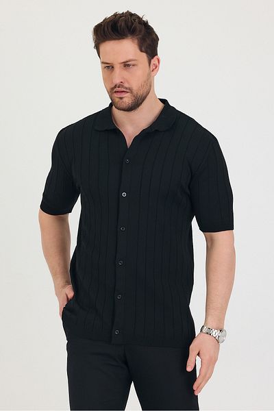 Tarz Cool Tricou tricotat cu guler polo pentru bărbați