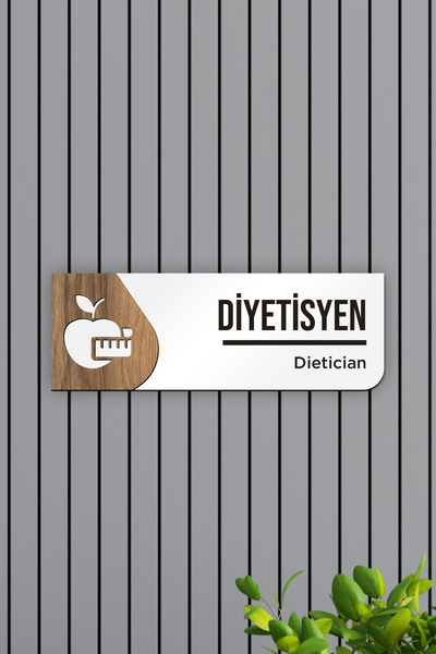 AHWART Diyetisyen Ofis Oda Kapı İsimliği Yönlendirme Tabelası Levhası Kişiselleştirilebilir