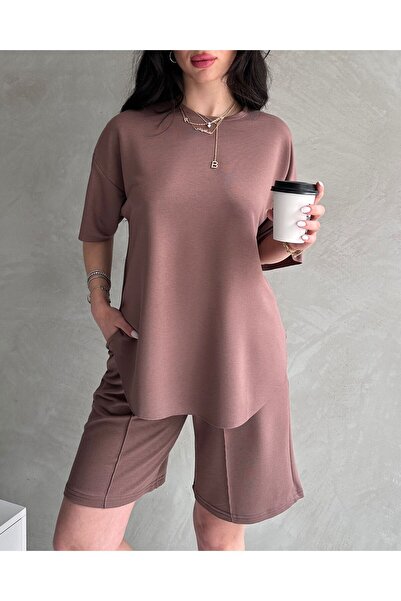 NEAR Modern Design Modal Fabric tréningruha szett - rövidnadrág, rövidnadrág, öv, puha szövet