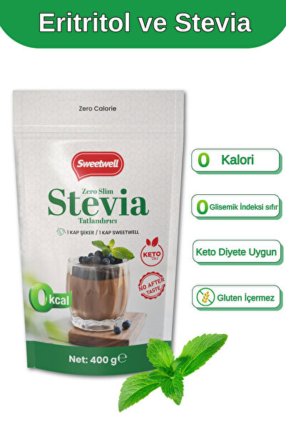 Sweetwell Zero Slim Stevia & Eritritol Tatlandırıcı 400 Gr Şekersiz, 0 Kalori, Keto ve Vegan Uyumlu