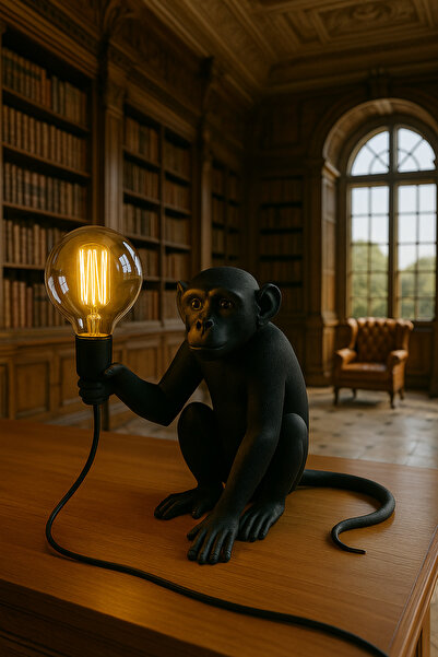 3dlab 3D Lab Siyah Maymun Masa Lambası Modern, Lüks ve Şık Dekoratif Aydınlatma