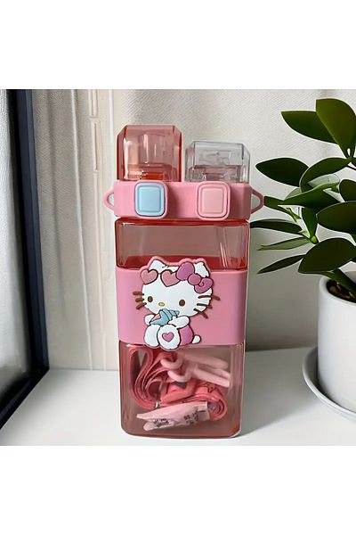 ada çanta kırtasiye 520ml Hello Kitty Figured Children's Water Bottle Flask Two Compartment Lid