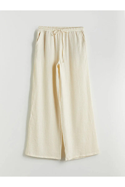 LC Waikiki Xside Beige Elastic Waist Wide Leg Women's Trousers
