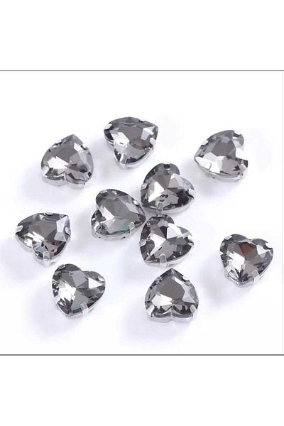 yiğit aksesuar 8 mm Case Strut Gray Glass Heart Stone 20 Pieces