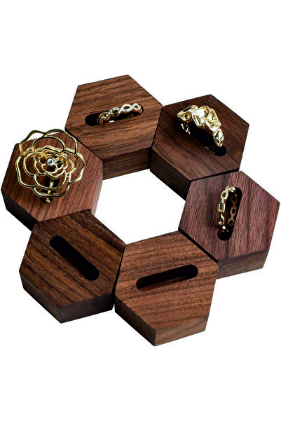 Tiydem Yüzük Sergileme Standı, Ahşap takı sergileme podyumu, takı düzenleyici...