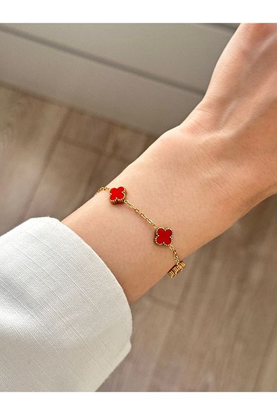 YOUES JEWELRY 316L Steel Clover Bracelet Women Men Unisex Bracelet Gold Double Sided Bracelet