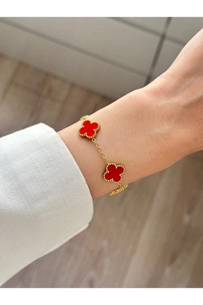 YOUES JEWELRY 316L Steel Clover Bracelet Women Men Unisex Bracelet Gold Doubl...