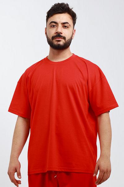 OXVİN Men's 100% Cotton Knitted Oversize T-Shirt (Relaxed Fit)