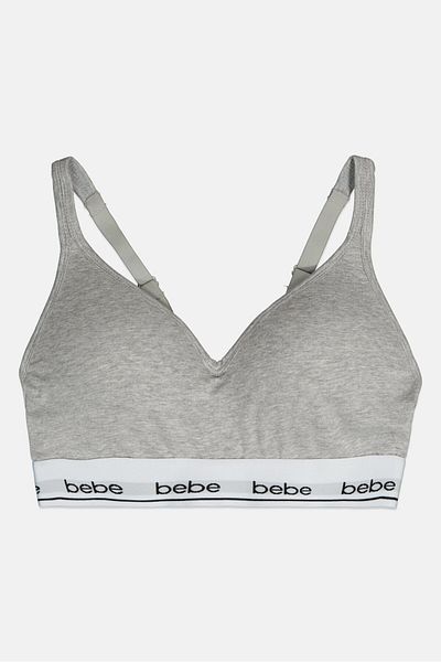 Bebe Women Padded Triangle Bralette, Grey