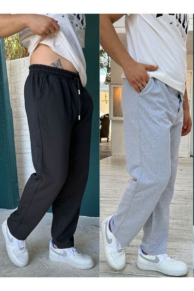 OXVİN 2-Piece Pipe Leg Sweatpants 2 Thread Seasonal Loose Leg (Full Fit)