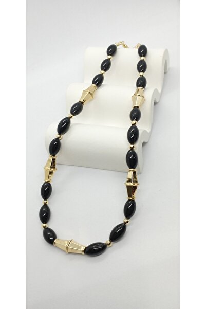 ndjewelry تفاصيل لوحة الذهب وقلادة مطرزة باللون الأسود