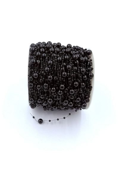 yiğit aksesuar 2 Meters Black Thread Ribbon Pearl Bundle Wedding Dress Outfit Party Ornament
