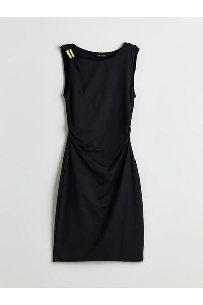 LC Waikiki Crew Neck Gathered Mini Dress