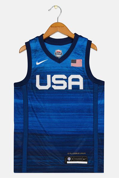 Nike Kids Boy Usa-Team Dri Fit Basketball Jersey, Blue