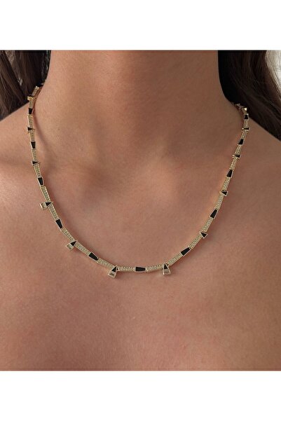 h&b design jewel Vip Siyah Mineli Kolye