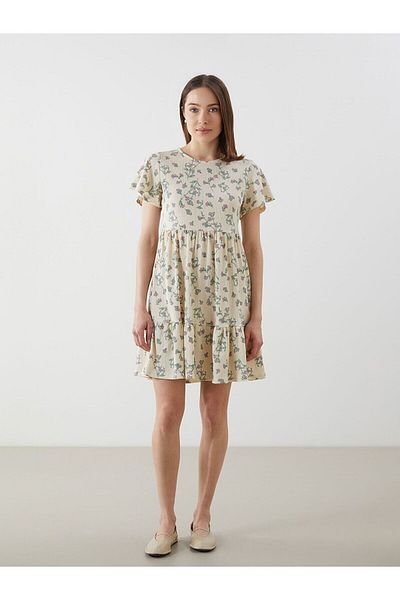 LC Waikiki Crew Neck Floral Mini Dress