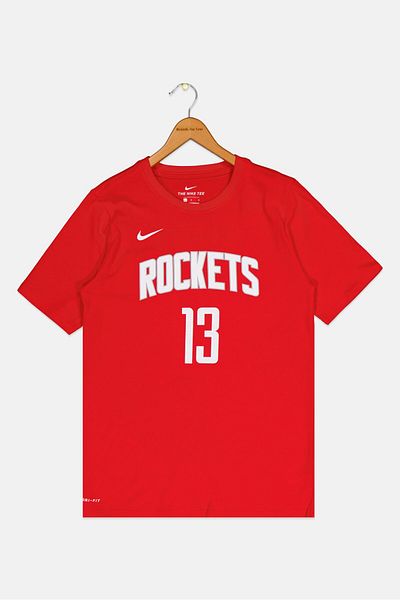 Nike x NBA Kids Boy Harden James Dri Fit Short Sleeve Basketball T-Shirt, Red