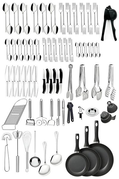 Homerest 102 Pieces Food and Tea Clothes Dessert Spoon - Knife and Pan Beater Tongs Grater