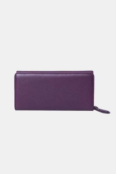 Grande 2726 Genuine Real Leather Large Size Women's Portfolio Wallet Purple